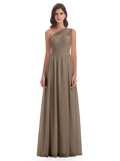 Karlie Floor Length One Shoulder Chiffon Bridesmaid Dresses