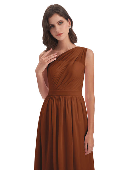 Karlie Floor Length One Shoulder Chiffon Bridesmaid Dresses