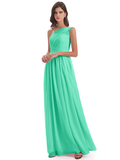 Karlie Floor Length One Shoulder Chiffon Bridesmaid Dresses