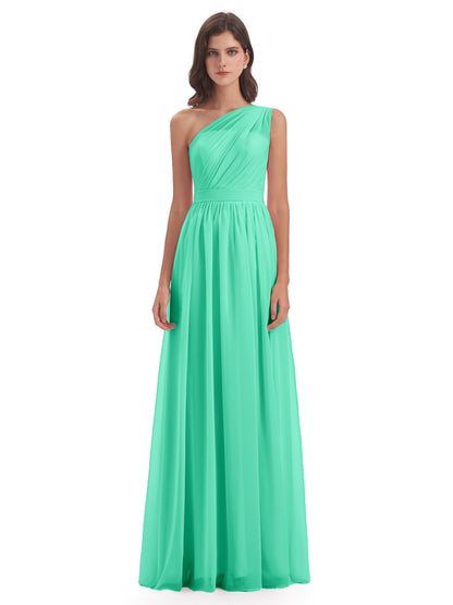 Karlie Floor Length One Shoulder Chiffon Bridesmaid Dresses
