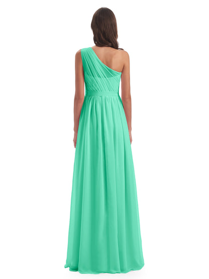 Karlie Floor Length One Shoulder Chiffon Bridesmaid Dresses