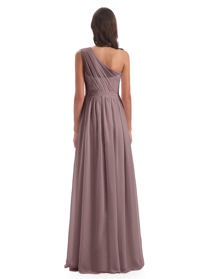 Karlie Floor Length One Shoulder Chiffon Bridesmaid Dresses