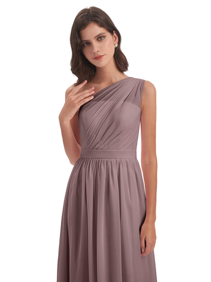 Karlie Floor Length One Shoulder Chiffon Bridesmaid Dresses