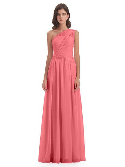 Karlie Floor Length One Shoulder Chiffon Bridesmaid Dresses