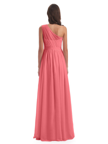Karlie Floor Length One Shoulder Chiffon Bridesmaid Dresses
