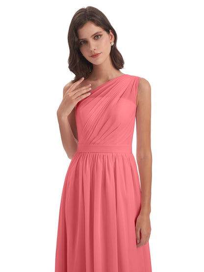 Karlie Floor Length One Shoulder Chiffon Bridesmaid Dresses