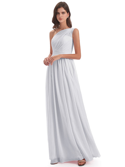 Karlie Floor Length One Shoulder Chiffon Bridesmaid Dresses