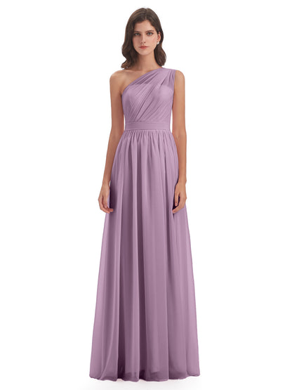 Karlie Floor Length One Shoulder Chiffon Bridesmaid Dresses