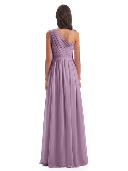 Karlie Floor Length One Shoulder Chiffon Bridesmaid Dresses