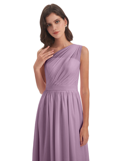 Karlie Floor Length One Shoulder Chiffon Bridesmaid Dresses