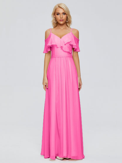 Katherine Spaghetti Straps Ruffles Chiffon Bridesmaid Dresses
