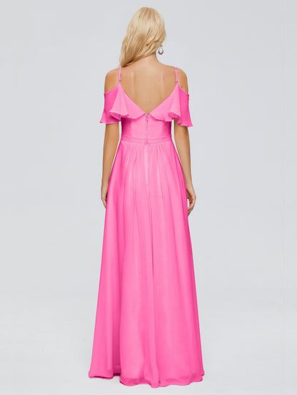 Katherine Spaghetti Straps Ruffles Chiffon Bridesmaid Dresses