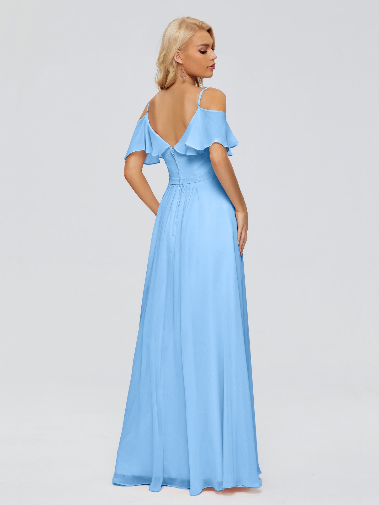 Katherine Spaghetti Straps Ruffles Chiffon Bridesmaid Dresses