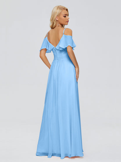 Katherine Spaghetti Straps Ruffles Chiffon Bridesmaid Dresses
