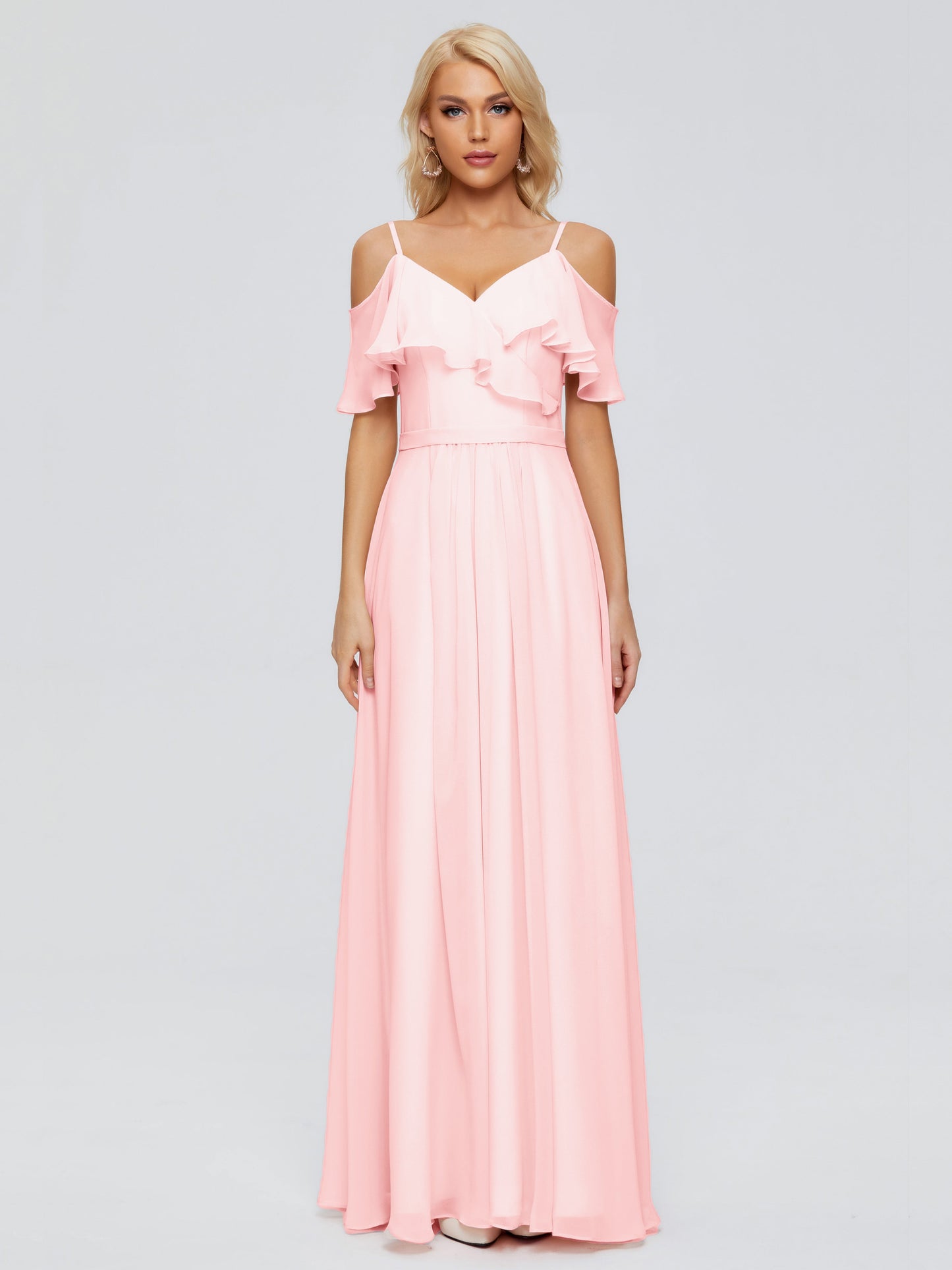 Katherine Spaghetti Straps Ruffles Chiffon Bridesmaid Dresses