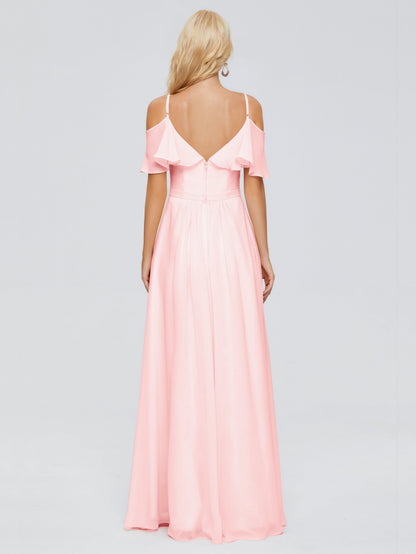 Katherine Spaghetti Straps Ruffles Chiffon Bridesmaid Dresses