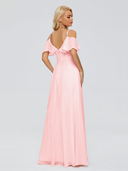 Katherine Spaghetti Straps Ruffles Chiffon Bridesmaid Dresses