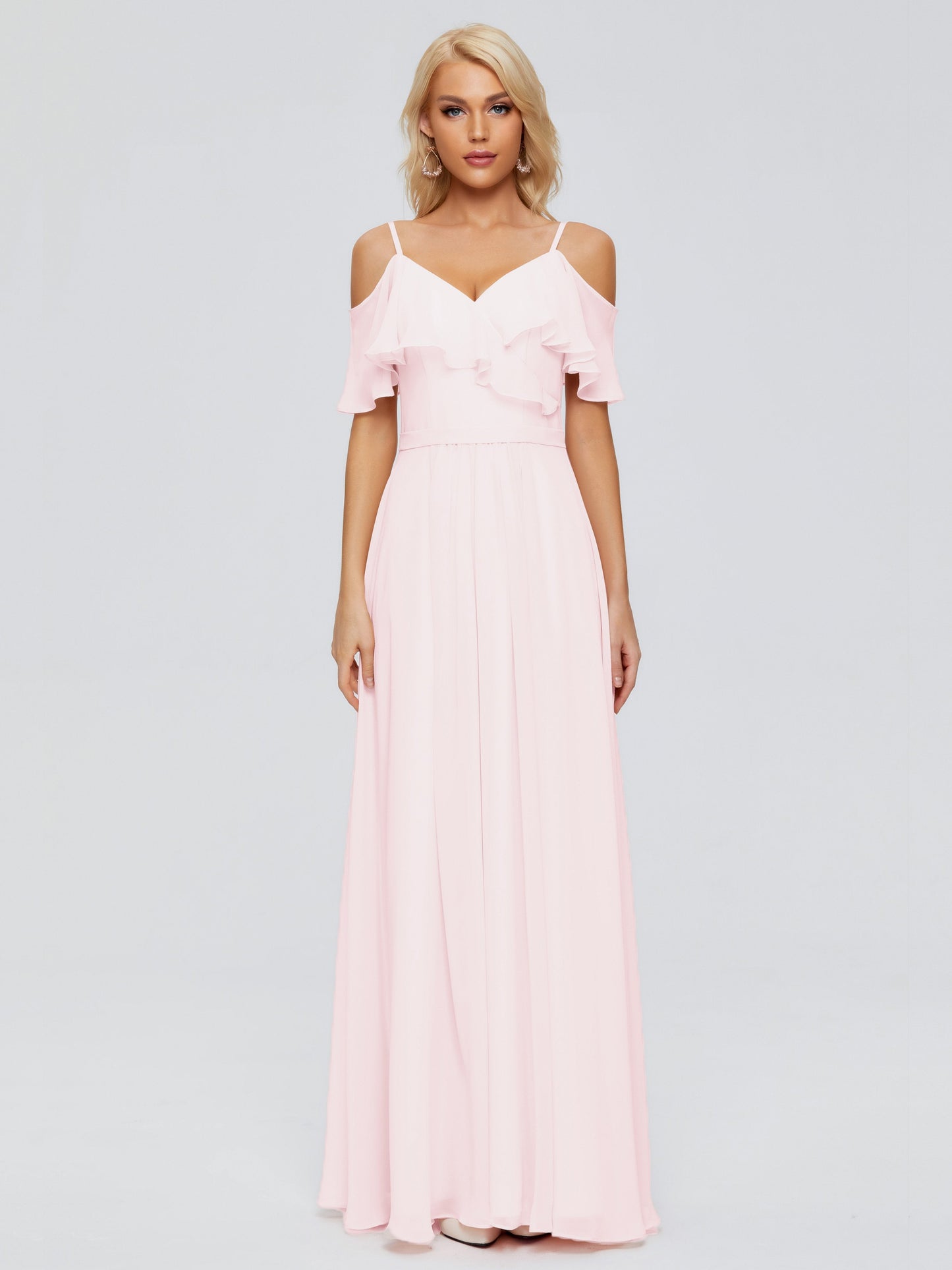 Katherine Spaghetti Straps Ruffles Chiffon Bridesmaid Dresses