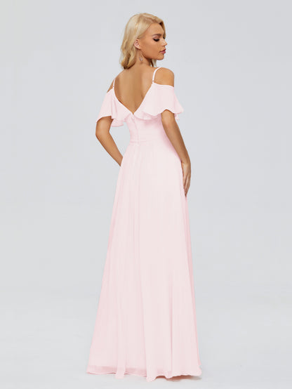 Katherine Spaghetti Straps Ruffles Chiffon Bridesmaid Dresses