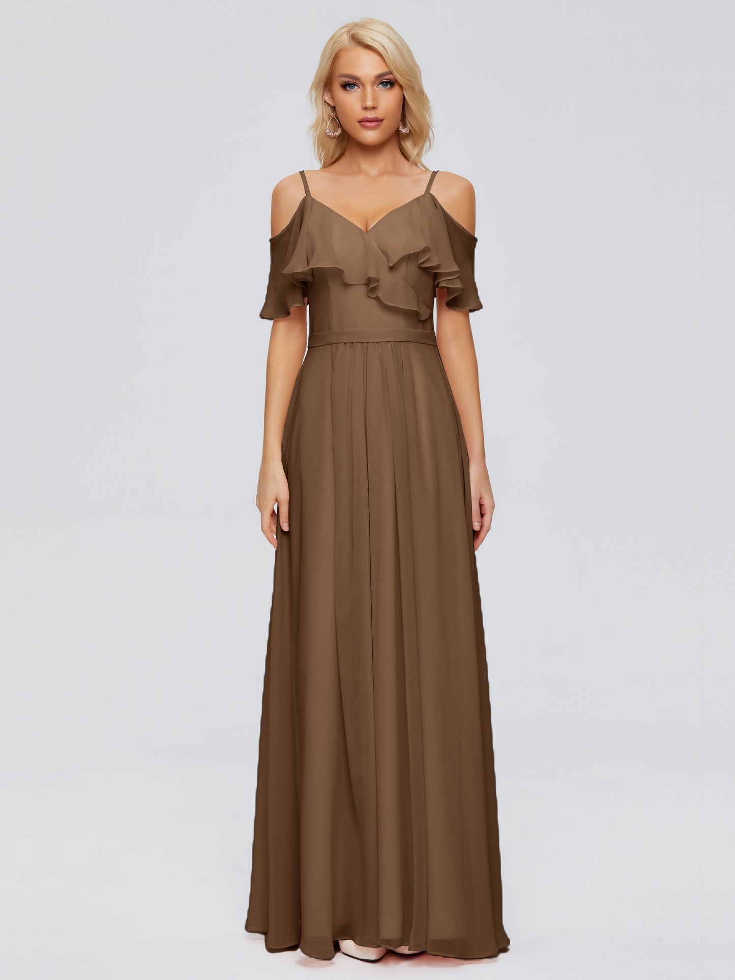 Katherine Spaghetti Straps Ruffles Chiffon Bridesmaid Dresses