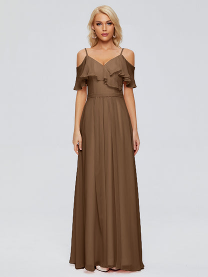 Katherine Spaghetti Straps Ruffles Chiffon Bridesmaid Dresses