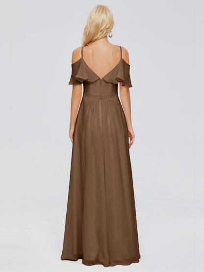Katherine Spaghetti Straps Ruffles Chiffon Bridesmaid Dresses