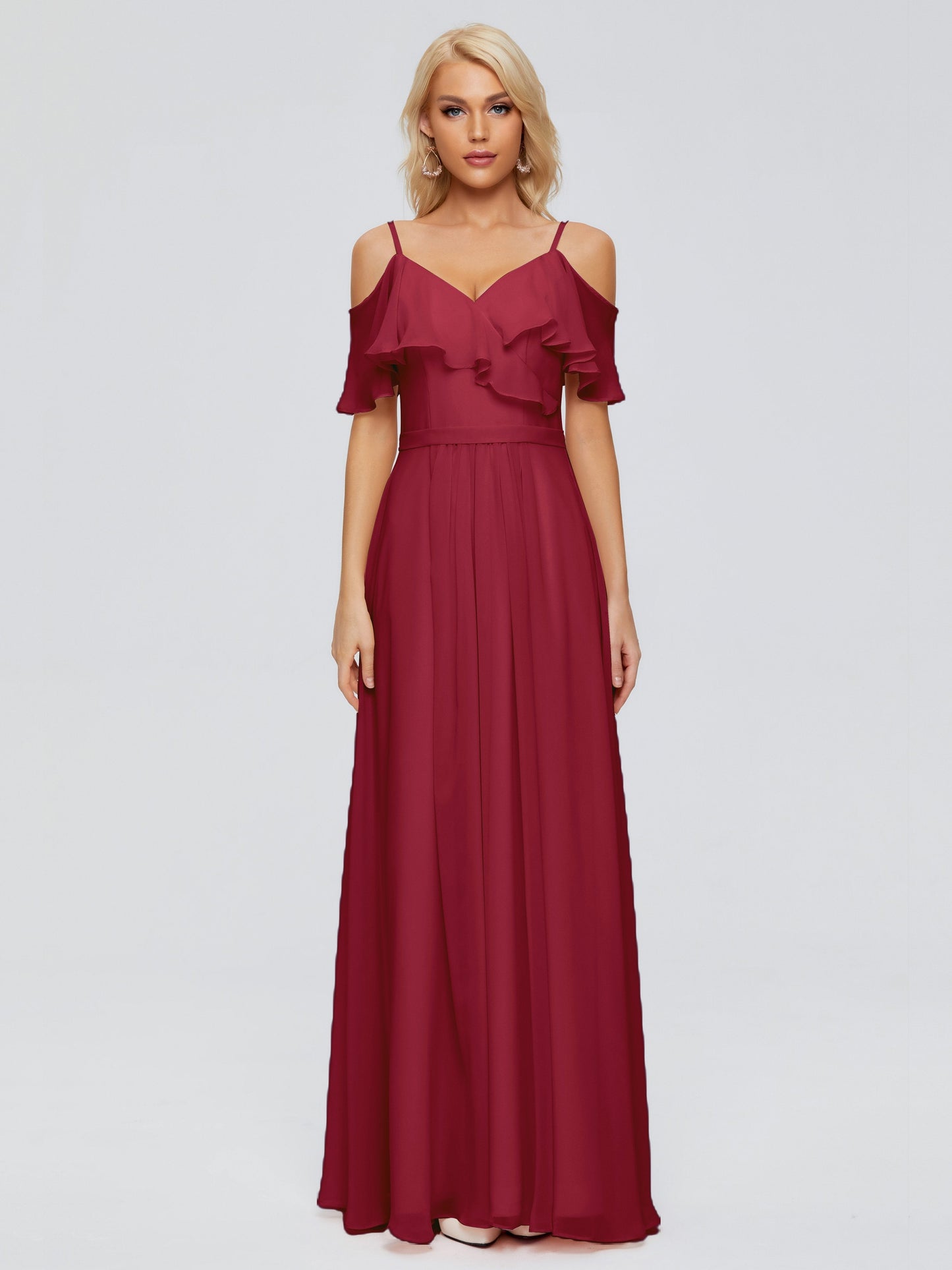 Katherine Spaghetti Straps Ruffles Chiffon Bridesmaid Dresses