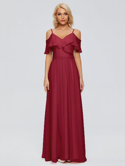 Katherine Spaghetti Straps Ruffles Chiffon Bridesmaid Dresses