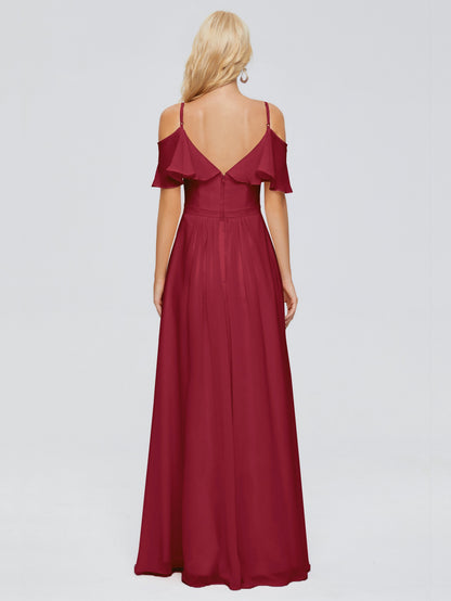 Katherine Spaghetti Straps Ruffles Chiffon Bridesmaid Dresses