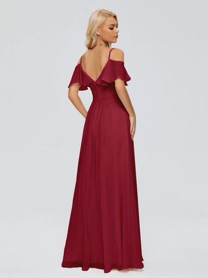 Katherine Spaghetti Straps Ruffles Chiffon Bridesmaid Dresses