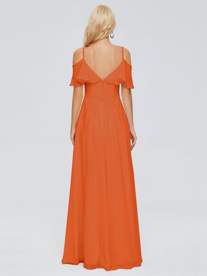 Katherine Spaghetti Straps Ruffles Chiffon Bridesmaid Dresses