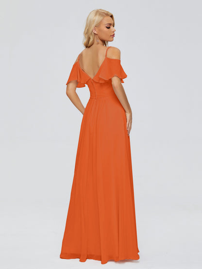 Katherine Spaghetti Straps Ruffles Chiffon Bridesmaid Dresses