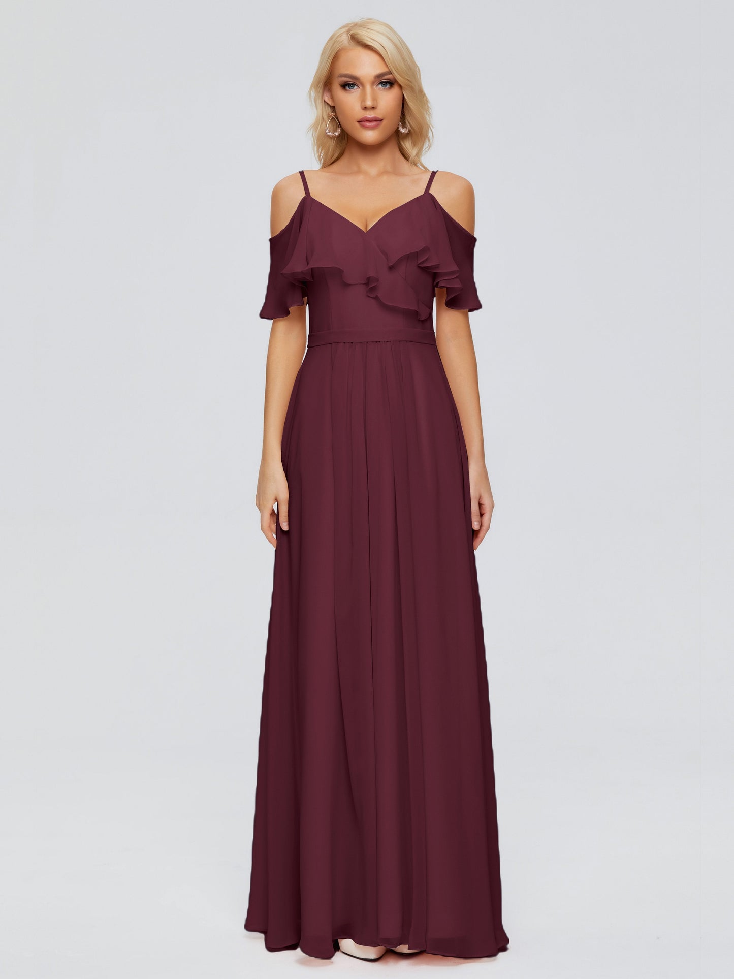 Katherine Spaghetti Straps Ruffles Chiffon Bridesmaid Dresses