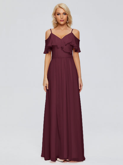 Katherine Spaghetti Straps Ruffles Chiffon Bridesmaid Dresses