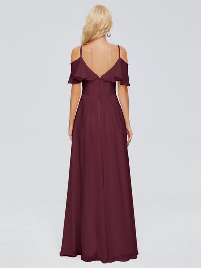 Katherine Spaghetti Straps Ruffles Chiffon Bridesmaid Dresses