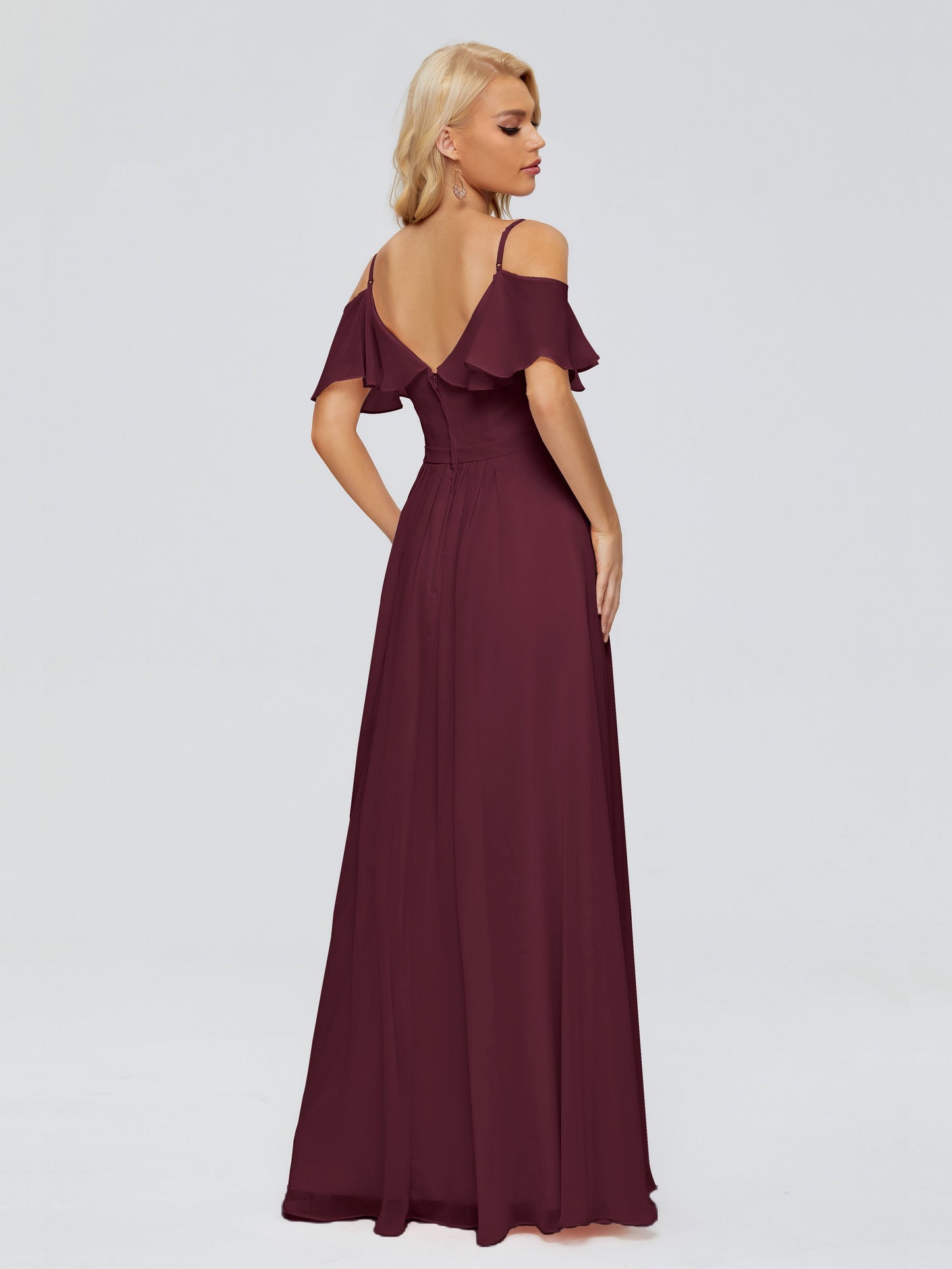 Katherine Spaghetti Straps Ruffles Chiffon Bridesmaid Dresses