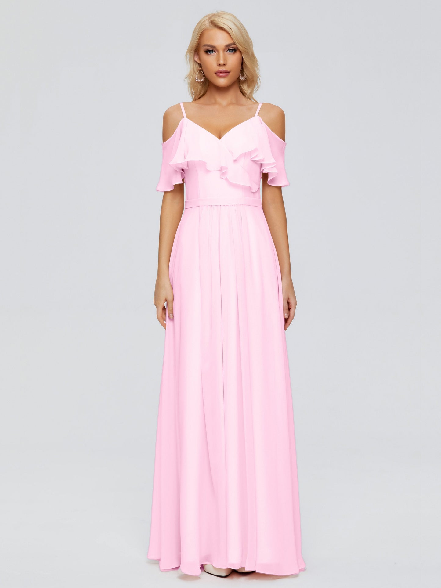 Katherine Spaghetti Straps Ruffles Chiffon Bridesmaid Dresses