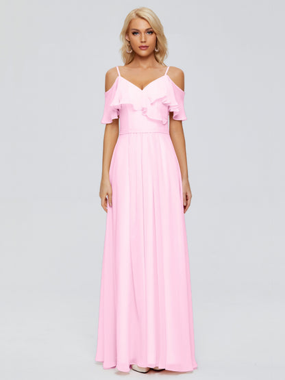 Katherine Spaghetti Straps Ruffles Chiffon Bridesmaid Dresses