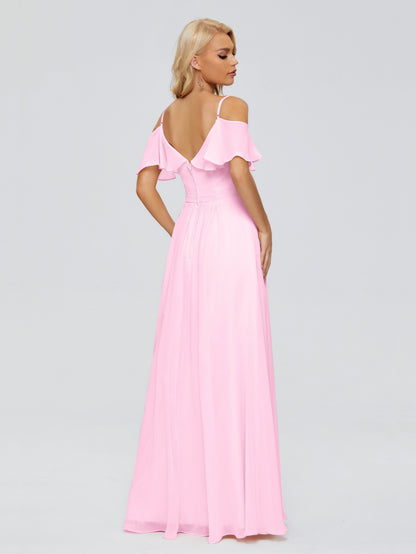 Katherine Spaghetti Straps Ruffles Chiffon Bridesmaid Dresses