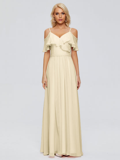 Katherine Spaghetti Straps Ruffles Chiffon Bridesmaid Dresses