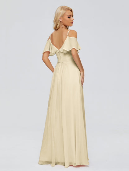 Katherine Spaghetti Straps Ruffles Chiffon Bridesmaid Dresses