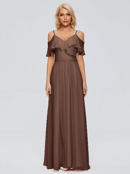 Katherine Spaghetti Straps Ruffles Chiffon Bridesmaid Dresses