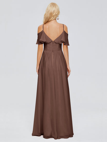 Katherine Spaghetti Straps Ruffles Chiffon Bridesmaid Dresses