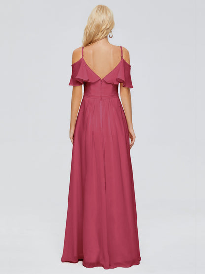Katherine Spaghetti Straps Ruffles Chiffon Bridesmaid Dresses
