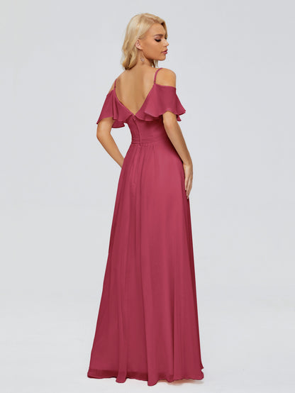 Katherine Spaghetti Straps Ruffles Chiffon Bridesmaid Dresses