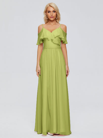 Katherine Spaghetti Straps Ruffles Chiffon Bridesmaid Dresses