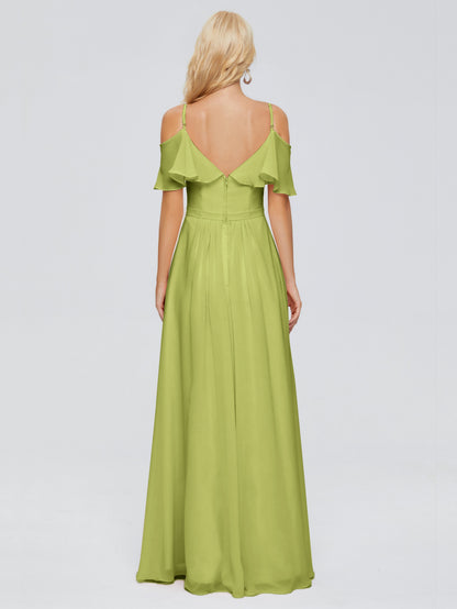Katherine Spaghetti Straps Ruffles Chiffon Bridesmaid Dresses