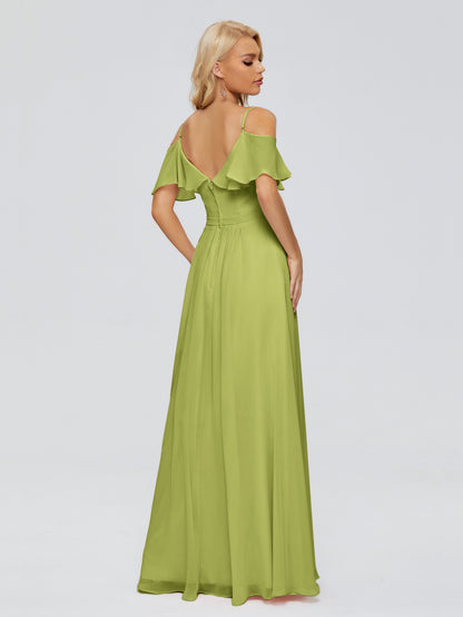 Katherine Spaghetti Straps Ruffles Chiffon Bridesmaid Dresses