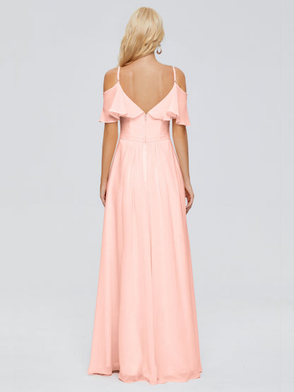 Katherine Spaghetti Straps Ruffles Chiffon Bridesmaid Dresses