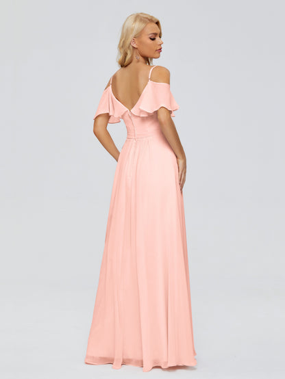 Katherine Spaghetti Straps Ruffles Chiffon Bridesmaid Dresses